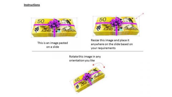 Stock Photo Gift Of 50 Dollar Notes Bundle PowerPoint Slide