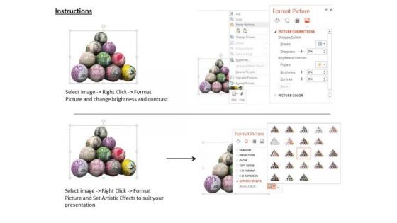 Stock Photo Global Currencies On Ball In Pyramid Shape PowerPoint Slide