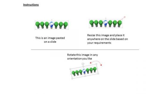 Stock Photo Globe Bulb In Center Of Green Bulbs PowerPoint Slide