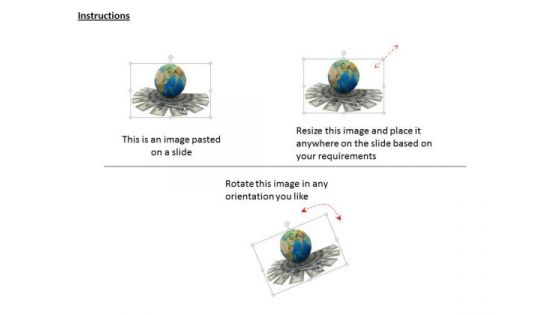Stock Photo Globe On Dollars And Key PowerPoint Slide