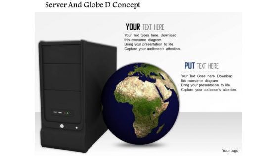 Stock Photo Globe With Computer Server PowerPoint Slide