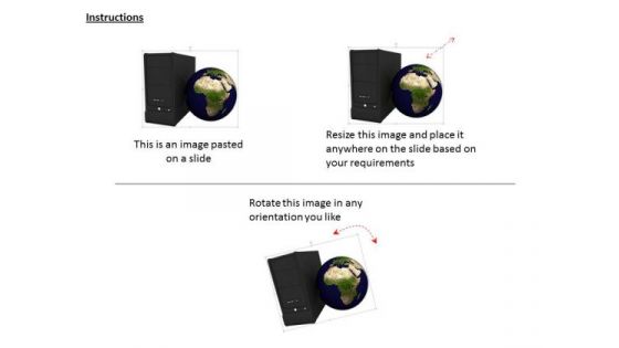 Stock Photo Globe With Computer Server PowerPoint Slide