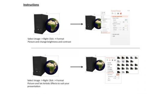 Stock Photo Globe With Computer Server PowerPoint Slide