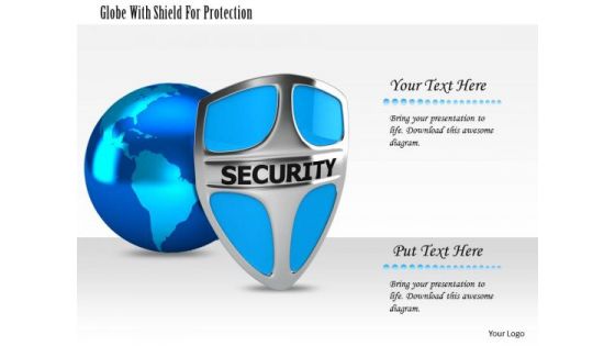 Stock Photo Globe With Shield For Protection Image Graphics For PowerPoint Slide