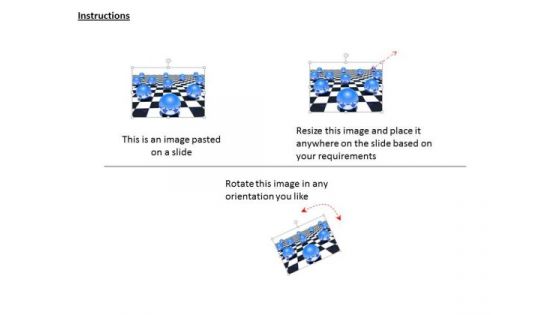 Stock Photo Glossy Blue Spheres On Chess Board PowerPoint Slide
