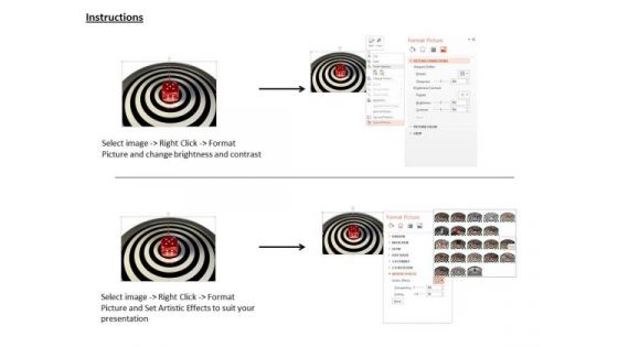 Stock Photo Glossy Red Dice On Target Board PowerPoint Slide