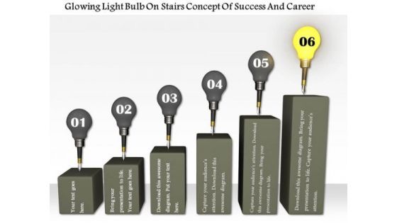 Stock Photo Glowing Bulb On Top Of Bar Graph PowerPoint Slide
