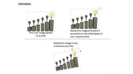 Stock Photo Glowing Bulb On Top Of Bar Graph PowerPoint Slide