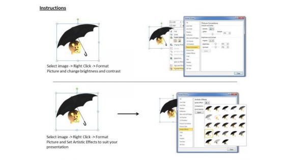 Stock Photo Gold Piggy Bank Under Umbrella PowerPoint Slide