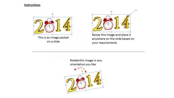 Stock Photo Golden 2014 Graphic With Red Clock PowerPoint Slide