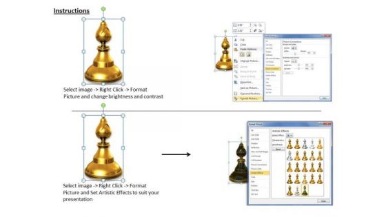 Stock Photo Golden Chess Piece On White Background PowerPoint Slide