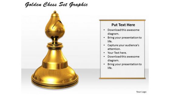 Stock Photo Golden Chess Set Graphic PowerPoint Template
