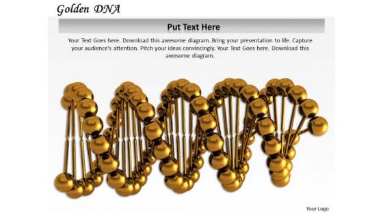 Stock Photo Golden Dna Strand Medical Illustration PowerPoint Slide