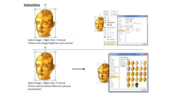 Stock Photo Golden Head Graphic PowerPoint Template