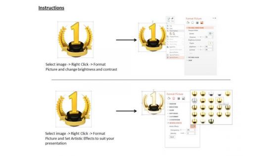 Stock Photo Golden Laurel Trophy For Winner Pwerpoint Slide