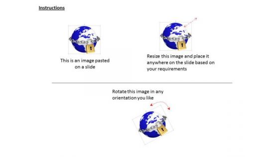 Stock Photo Golden Lock On Globe With Chian Image Graphics For PowerPoint Slide