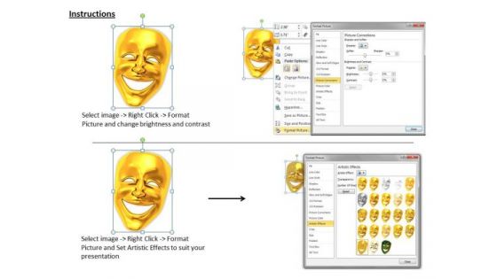 Stock Photo Golden Mask For Comedy PowerPoint Template