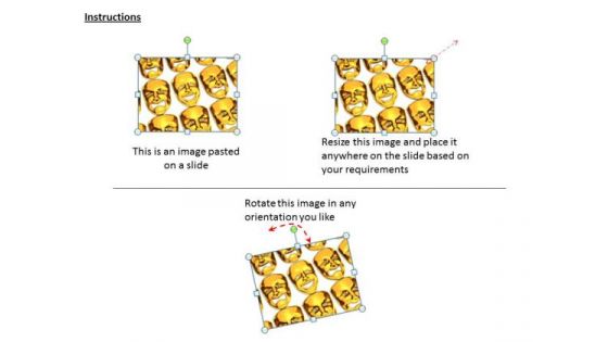 Stock Photo Golden Masks With Different Expressions PowerPoint Slide