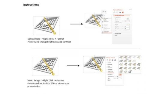 Stock Photo Golden Row In Center Of Square Maze PowerPoint Slide