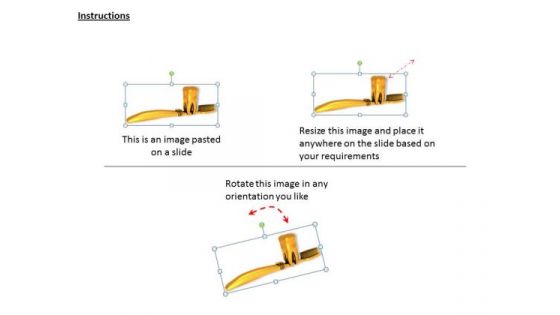 Stock Photo Golden Tooth With Toothbrush PowerPoint Slide