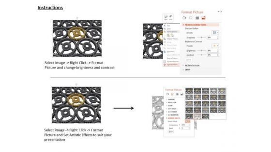 Stock Photo Golden Unique Gear In Silver Gears PowerPoint Slide