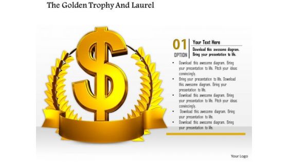 Stock Photo Golden Wreath Around Dollar Symbol Pwerpoint Slide