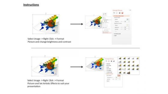 Stock Photo Graph Pie With Map Page PowerPoint Slide