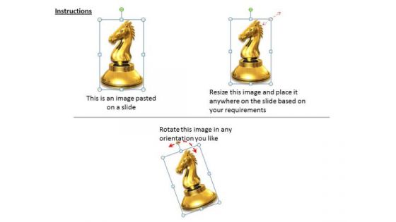 Stock Photo Graphic Of Golden Horse For Chess PowerPoint Template