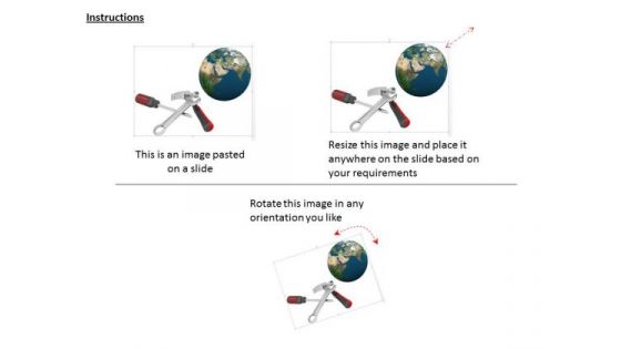 Stock Photo Graphics Of Globe With Service Tools PowerPoint Slide
