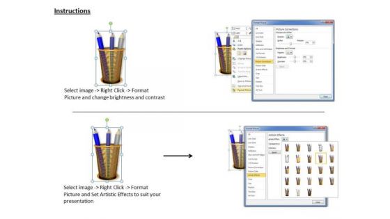 Stock Photo Graphics Of Golden Pencil Stand PowerPoint Slide