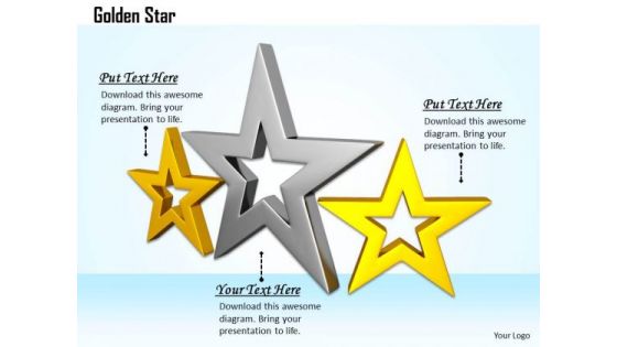 Stock Photo Graphics Of Golden Silver And Yellow Starts PowerPoint Slide