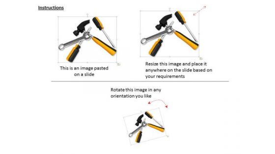Stock Photo Graphics Of Hammer Spanner With Screwdriver PowerPoint Slide