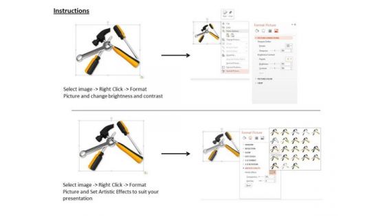 Stock Photo Graphics Of Hammer Spanner With Screwdriver PowerPoint Slide