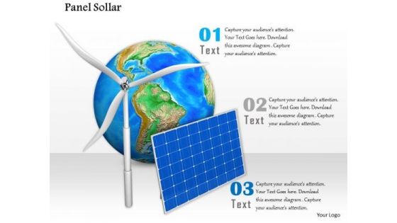 Stock Photo Graphics Of Windmill With Solar Panel PowerPoint Slide