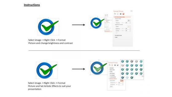 Stock Photo Green Check Mark Inside The Blue Circle PowerPoint Slide