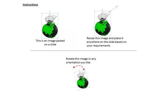 Stock Photo Green Globe And Shopping Cart For Sales PowerPoint Slide