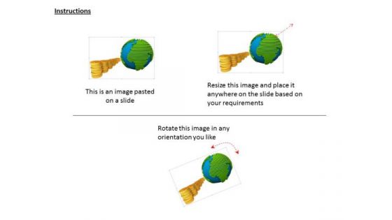 Stock Photo Green Globe With Golden Dollar Coins PowerPoint Slide