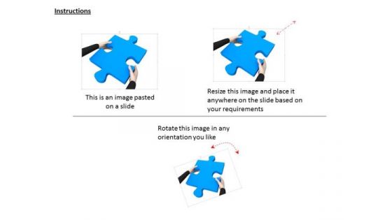 Stock Photo Hands Holding Blue Puzzle PowerPoint Slide