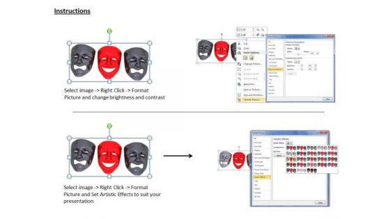 Stock Photo Happy Red Mask In Sad Masks Pwerpoint Slide