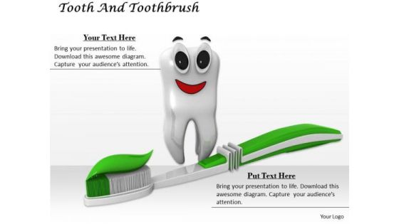Stock Photo Happy Tooth With Toothbrush Pwerpoint Slide