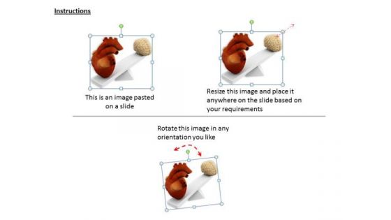 Stock Photo Heart And Brain On Scale PowerPoint Slide