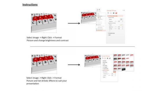 Stock Photo Help Word On Keyboard Business PowerPoint Slide