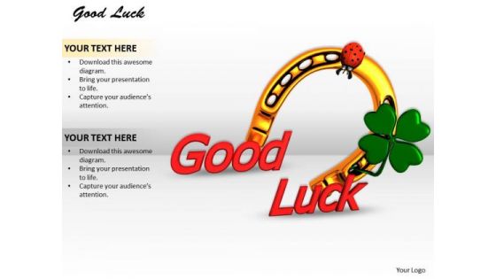 Stock Photo Horse Shoe Clover Leaf For Good Luck PowerPoint Slide