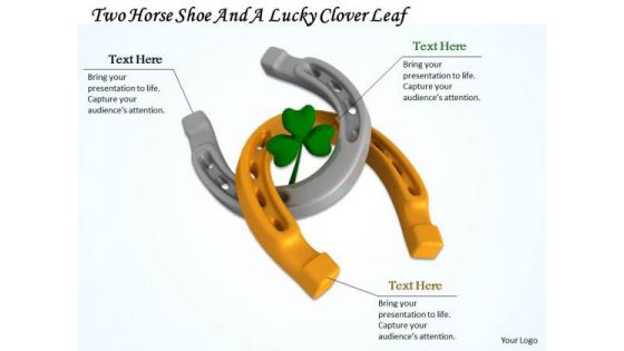 Stock Photo Horse Shoe With Lucky Clover Leaf Pwerpoint Slide