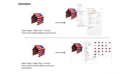 Stock Photo House Made Of American Flag PowerPoint Slide