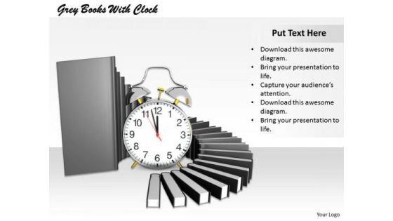 Stock Photo Illustration Of Books With Alarm Clock PowerPoint Slide