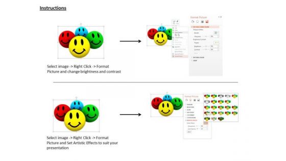 Stock Photo Illustration Of Colorful Smiley Faces PowerPoint Slide