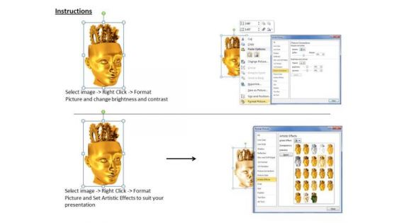 Stock Photo Illustration Of Human Face With Gears PowerPoint Slide