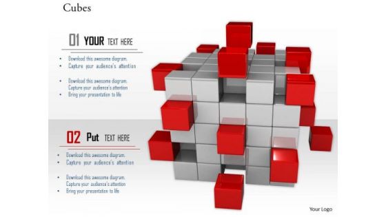 Stock Photo Illustration Of Red And Silver Cubes PowerPoint Slide