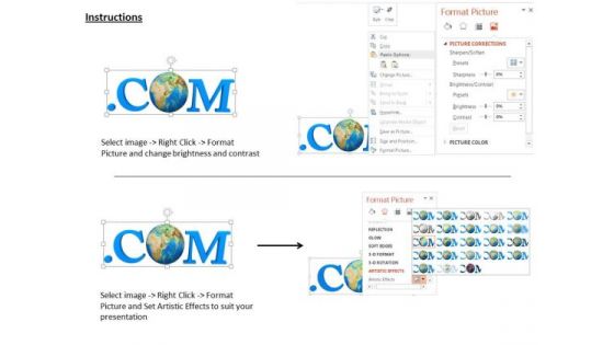 Stock Photo Internet Photo With Dot Com Text Globe Inside PowerPoint Slide